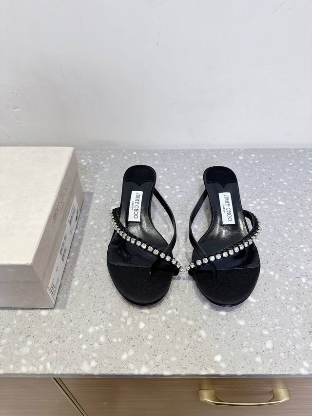 Jimmy Choo Jimmy Choo 25Ss spring and summer new diamond chain thong kitten heel Jimmy Choo Jimmy Choo 25Ss spring and summer new diamond chain thong kitten heel