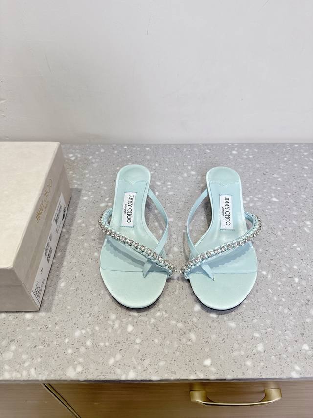Jimmy Choo Jimmy Choo 25Ss spring and summer new diamond chain thong kitten heel Jimmy Choo Jimmy Choo 25Ss spring and summer new diamond chain thong kitten heel