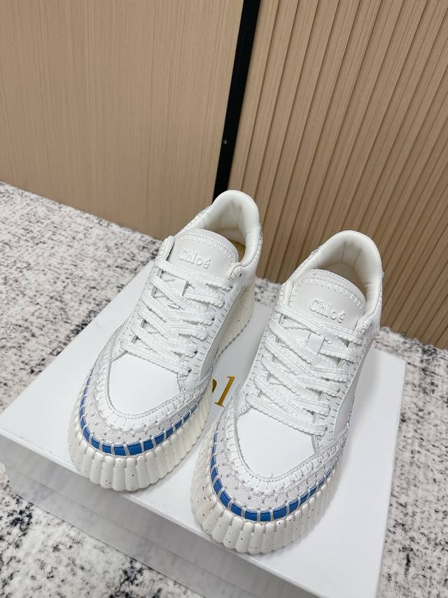 Top-tier version: Chloe 25 New Thick-soled White Sneakers Casual Shoes Original Top-tier version: Chloe 25 New Thick-soled White Sneakers Casual Shoes Original