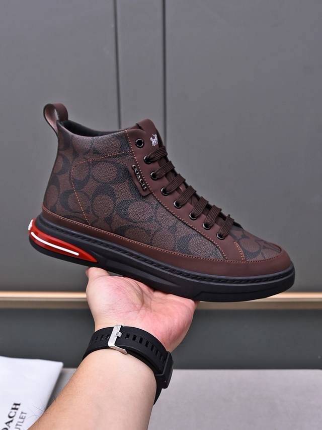 High-top Coach exclusive new men's low-top casual lace-up sneakers, casual, sty High-top Coach exclusive new men's low-top casual lace-up sneakers, casual, sty