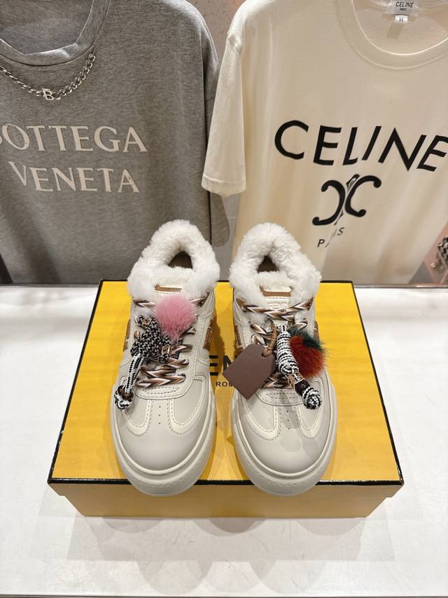 Fendi New First 1 Series Lace-up Thick-soled Wool-lined Casual Sneakers DDD Top Fendi New First 1 Series Lace-up Thick-soled Wool-lined Casual Sneakers DDD Top