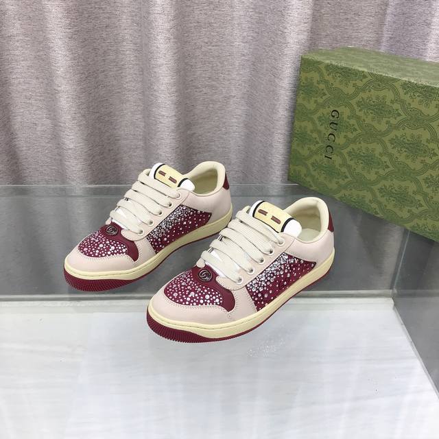 Men's Gucci 2026 Early Spring New Rhinestone Dirty Sneakers, Bling Rhinestone C Men's Gucci 2026 Early Spring New Rhinestone Dirty Sneakers, Bling Rhinestone C