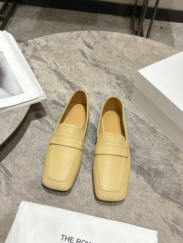 The Row, a niche trendy brand, 25SS Spring/Summer new style square-toe loafers, The Row, a niche trendy brand, 25SS Spring/Summer new style square-toe loafers,