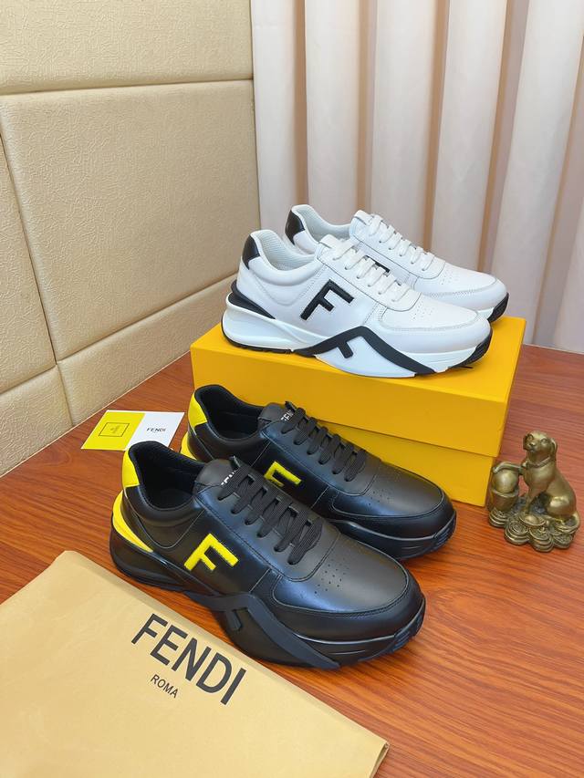 实价 Fendi.芬迪 新款 精品休闲鞋 原版品质鞋面进口牛皮拼接制作 真皮内里加厚乳胶鞋垫版型时尚 动感十足原版芬迪舒适大底 简洁大方运动休闲。码数38-46