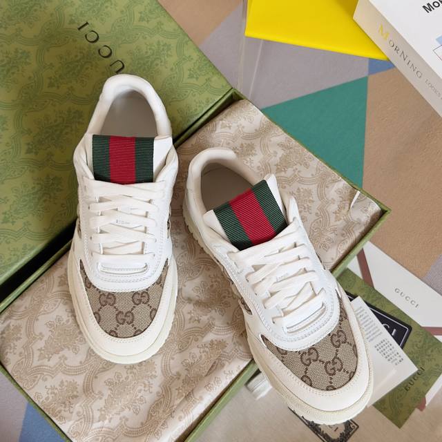 Gucci 古奇 低帮 情侣款 全套飞机盒包装 2023冬季新款古驰高低帮做旧效果运动鞋休闲鞋 顶级版本原版购入开发做货 面料：原版进口头层牛皮+ 垫脚：原版定