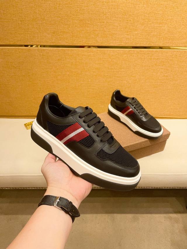 工厂价 Bally 巴利 高端品质 原单，鞋面：纳帕小牛皮、摔纹牛皮、品牌织带 -大底：超轻t发泡 橡胶 双色成型大底，超高品控 做工精细：凸显 高端 贵气 档