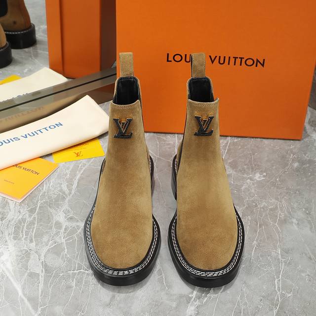 LOUIS VUITTON 路易威登 24秋冬新款松紧短靴 鞋面：牛猄 牛皮 内里：羊皮 鞋底：原版大底 跟高：3.5cm 码数：35-42