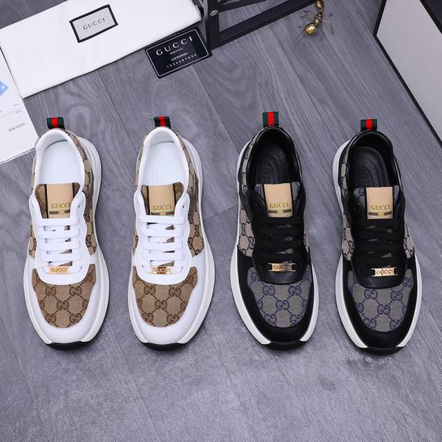 商品商标：GUCCI 古驰 休闲鞋 正码码数: 38-44 商品材料：精选牛皮拼接鞋面 羊皮内里 橡胶大底