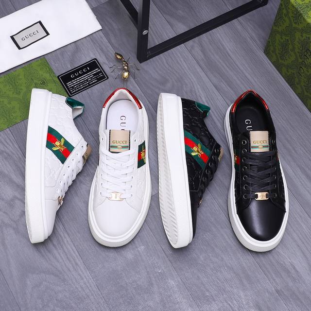 商品商标：GUCCI 古驰 休闲鞋 正码码数: 38-44 商品材料：精选牛皮压纹鞋面 猪皮内里 橡胶大底