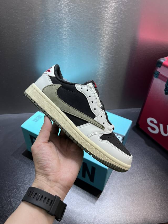 头层版本 AJ1倒勾Travis Scott x Air Jordan 1 ” Reverse Mocha “ AJ1乔1 TS 闪电 联名倒钩 低帮文化篮球鞋