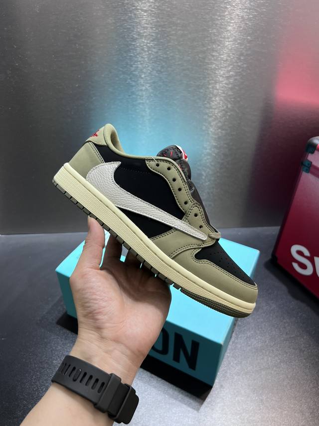 头层版本 AJ1倒勾Travis Scott x Air Jordan 1 ” Reverse Mocha “ AJ1乔1 TS 闪电 联名倒钩 低帮文化篮球鞋