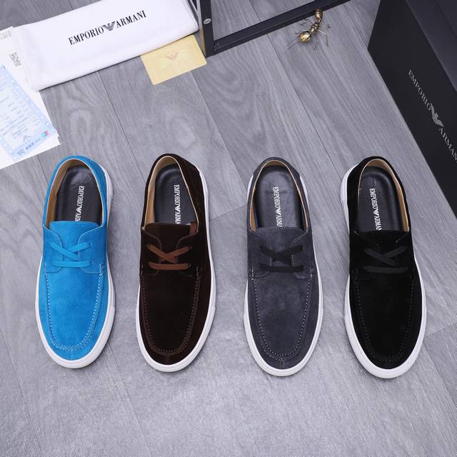 商品商标：Armani 阿玛尼 休闲鞋 正码码数: 38-45 商品材料：精选磨砂牛皮鞋面 皮内里 原版大底