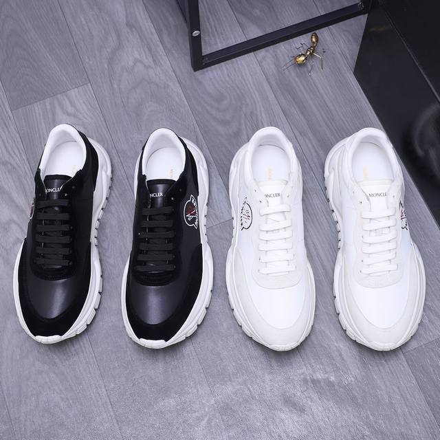 商品商标：MONCLER 蒙囗 休闲鞋 正码码数: 38-45 商品材料：精选 牛皮拼接鞋面 网内里 原版大底