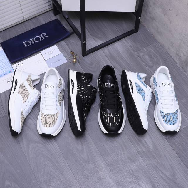 商品商标：Dior 迪奥 休闲鞋 正码码数: 38-44 商品材料：精选牛皮拼接鞋面 羊皮内里 橡胶大底