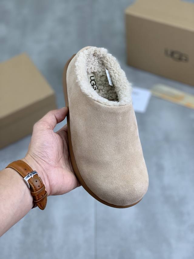 工厂价 实价 女款半拖 真羊毛 UGG 爆款男鞋官方网同步正品品质不是一般市场仿货可比拟的鞋面为进口意大利磨砂牛皮，内里：垫脚级真羊毛只有A级才能显效果 手感柔