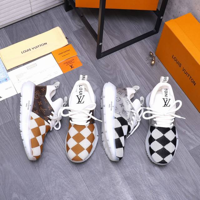 商品商标：LOUIS VUITTON 路易威登 休闲鞋 正码码数: 38-44 商品材料：精选 牛皮拼接网织布鞋面 网内里 橡胶大底