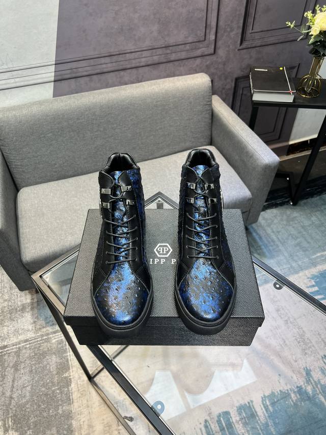 philipp Plein 菲利普普来因 男鞋高端品牌 鞋面进口头层牛皮羊皮内里，原版五金扣。惊世之作，与官方的质量相比美的1：1复刻！打造时尚个性衬托你的与众