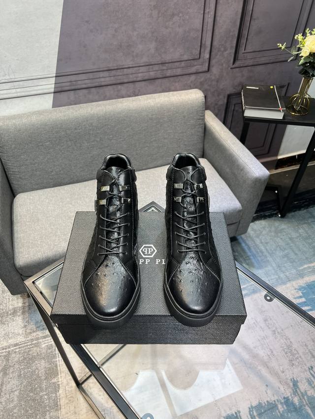 philipp Plein 菲利普普来因 男鞋高端品牌 鞋面进口头层牛皮羊皮内里，原版五金扣。惊世之作，与官方的质量相比美的1：1复刻！打造时尚个性衬托你的与众