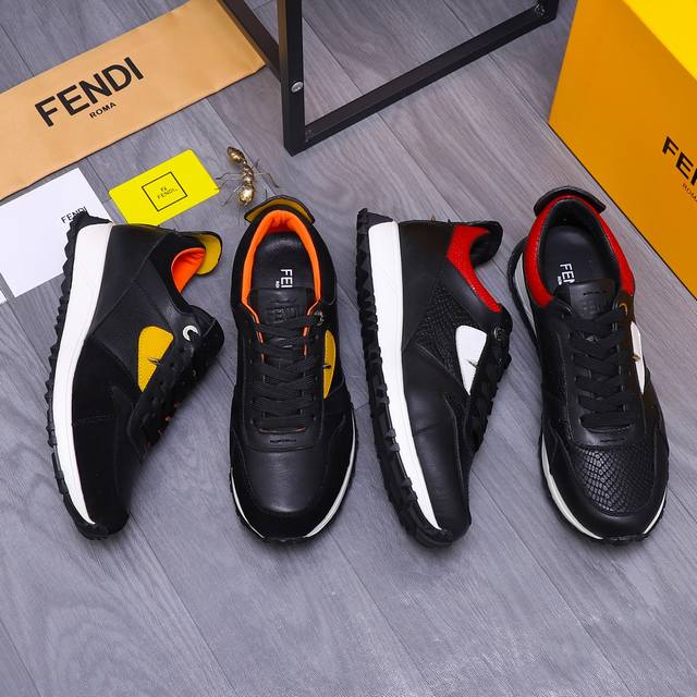 商品商标：Fendi 芬迪 休闲鞋 正码码数: 38-44 商品材料：精选 牛皮拼接鞋面 羊皮内里 原版大底