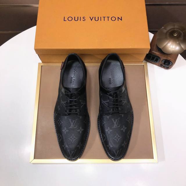 工厂 Louis Vuitton 羊皮内里 新款牛皮lv正装鞋专柜一比一制作原单品质、进口牛皮鞋面全羊皮内里原单原版橡胶大底、｛高品质看得见｝码数：38-45