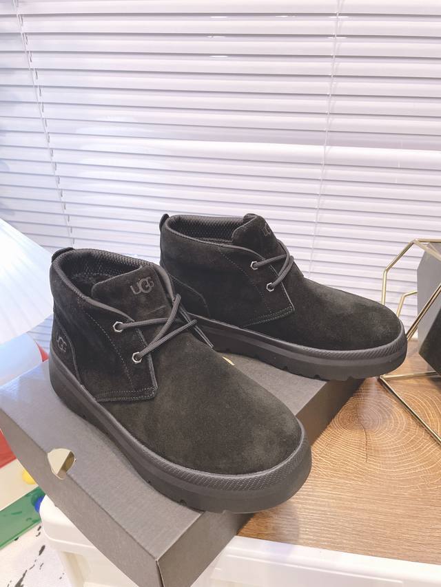 ugg Size：码数:39-45 Ugg2024秋季新款男士舒适平底圆头时尚短靴休闲切尔西靴 款号1152050 牛皮磨砂面+内里真羊毛+发泡大底