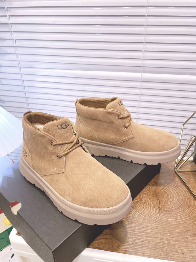 ugg Size：码数:39-45 Ugg2024秋季新款男士舒适平底圆头时尚短靴休闲切尔西靴 款号1152050 牛皮磨砂面+内里真羊毛+发泡大底