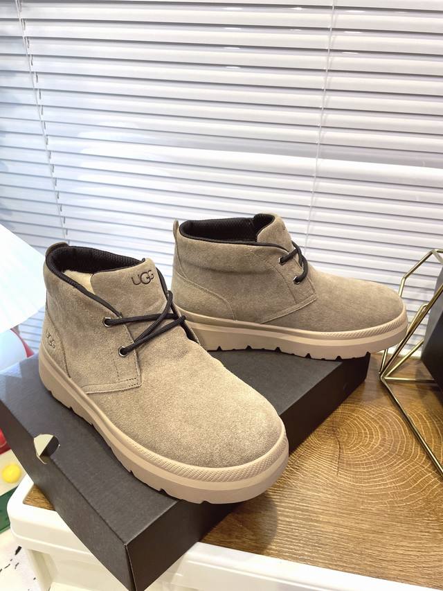 ugg Size：码数:39-45 Ugg2024秋季新款男士舒适平底圆头时尚短靴休闲切尔西靴 款号1152050 牛皮磨砂面+内里真羊毛+发泡大底