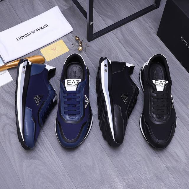 商品商标：Armani 阿玛尼 休闲鞋 正码码数: 38-44 商品材料：精选牛皮拼接鞋面 网内里 原版大底