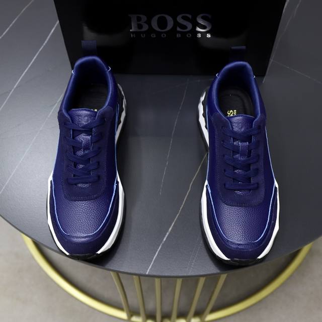 出厂价： Boss 2024潮流新款上市 官网同款 专柜品质 原版皮料工艺 舒适透气内里 做工精细 进口原版用料 原版楦型 上脚舒适 橡胶组合耐磨轻便大底码:3