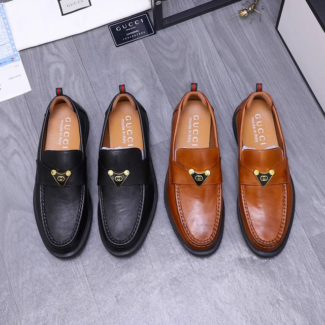 商品商标：Gucci 古驰 商务休闲皮鞋正码码数: 38-44商品材料：精选牛皮鞋面 羊皮内里 橡胶大底