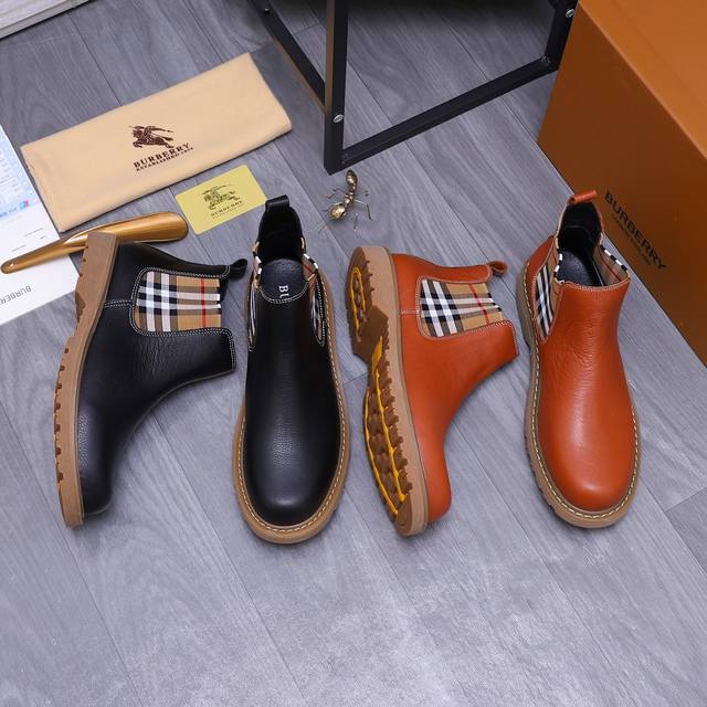 商品商标：Burberry 巴宝莉 高帮套脚皮鞋正码码数: 38-45商品材料：精选荔紋牛皮鞋面 羊皮内里 橡胶大底