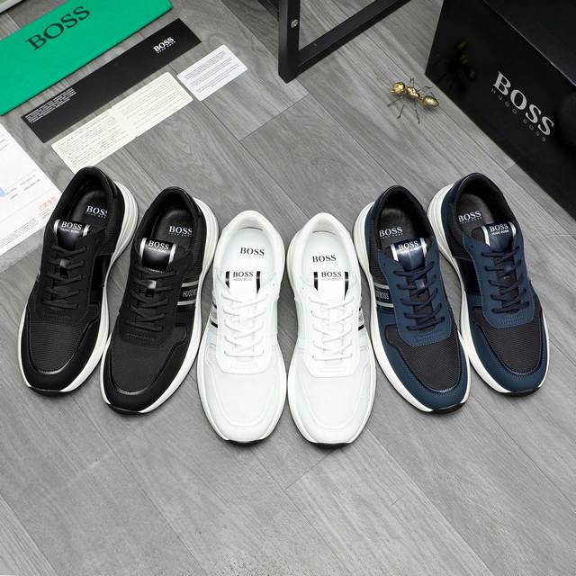 商品商标： Ｂｏｓｓ 休闲鞋正码码数: 38-44商品材料：精选牛皮拼接网面 羊皮内里 原版大底