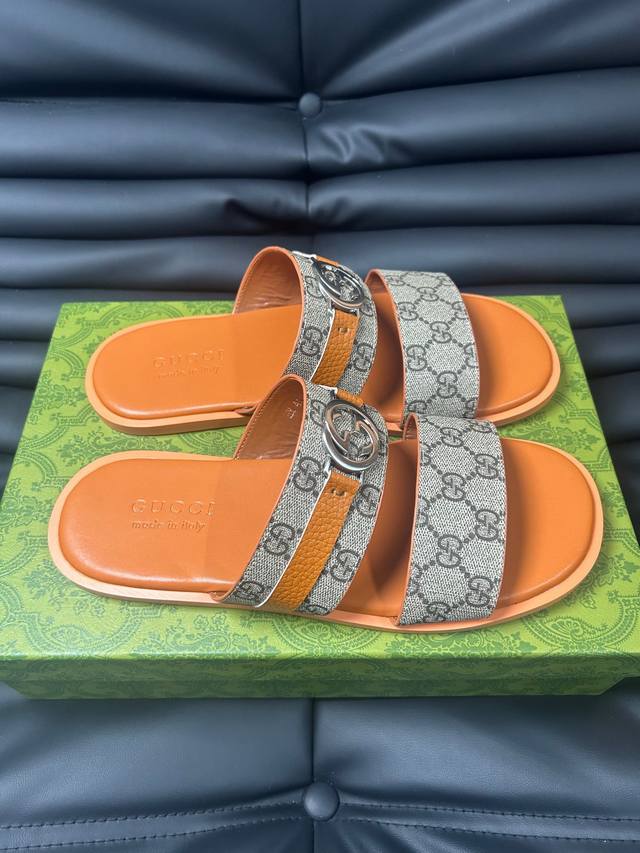 G家 Size:38-45Gucc 古奇 原单品质2024Gucci 古奇 夏季新款 双g 老花 夹脚 一字拖 交叉凉鞋 厚底 拖鞋 沙滩鞋原版购入开发 做货