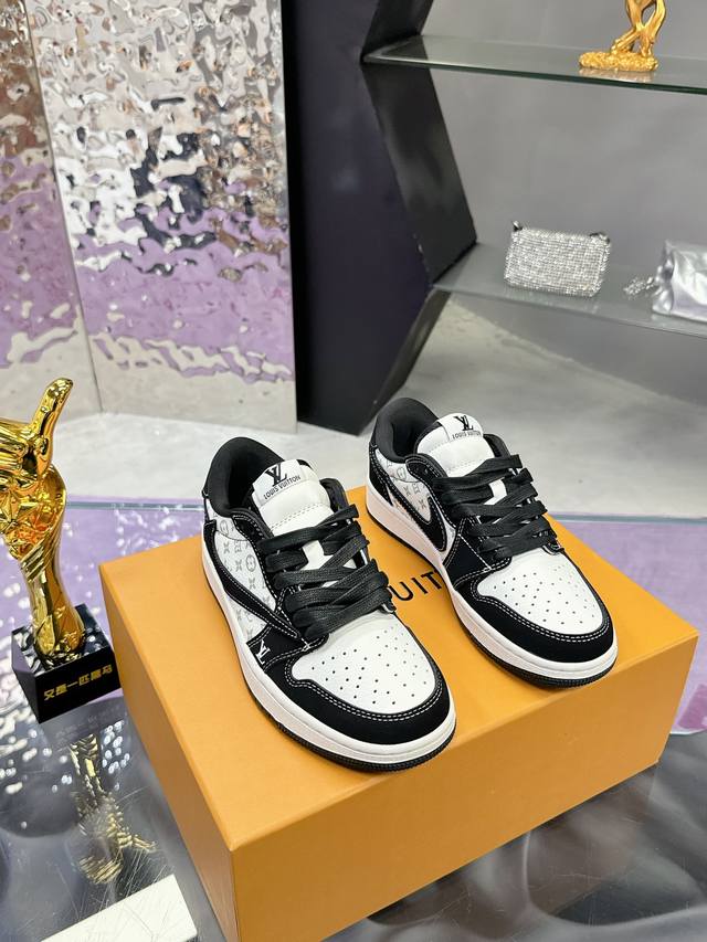 工厂价：佛山大厂出品 小红书爆款 Lv联名aj倒钩Lv X Air Jordan 1 Low 黑暗骑士此款主张打破传统的工业化流水线设计限制，以made By