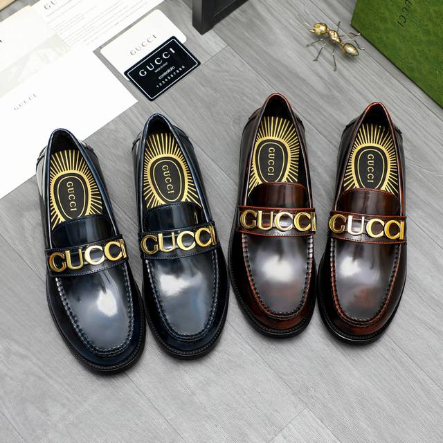 商品商标：Gucci 古驰 商务套脚皮鞋正码码数: 39 -44 38.45订做不退换商品材料：精选染色牛皮鞋面 牛皮内里 原版大底