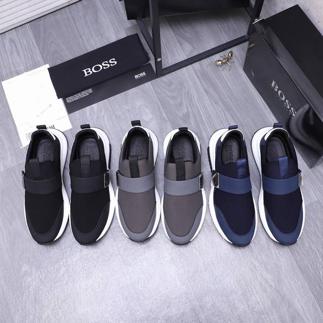 商品商标： Ｂｏｓｓ 休闲鞋正码码数: 38-44商品材料：精选牛皮拼接透气织布鞋面 弹力布透气内里 牛皮鞋墊 橡胶大底