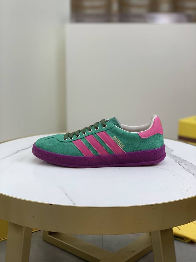 工厂价 实价 顶级版本Adidas X Gucci联名款gazelle运动鞋 情侣款休闲板鞋原版购入开发 做货 阿迪达斯x古驰世纪联名爆款 融汇两个品牌丰富且历