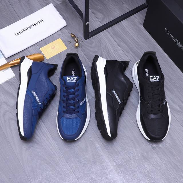 商品商标：Armani 阿玛尼 休闲鞋正码码数: 38-45商品材料：精选牛皮拼接鞋面 网内里 橡胶大底