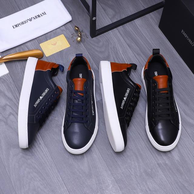 商品商标：Armani 阿玛尼 休闲鞋正码码数: 38-45商品材料：精选牛皮拼接鞋面 羊皮内里 原版大底