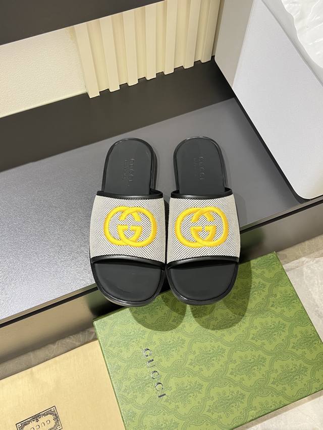 G家 Size:38-45 GUCC* 古奇 原单品质 2025Gucc* 古.奇 夏季新款 双G 老花 夹脚 一字拖 交叉凉鞋 厚底 拖鞋 沙滩鞋原版购入开发