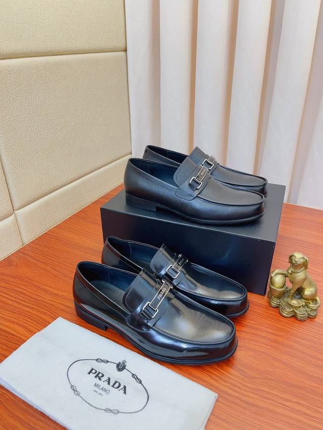 实价： PRADA 普拉达皮鞋 顶级代购 意大利进口原版定制开边珠牛皮面、全进口水染透气牛皮里垫、原厂特供原版成型底超级舒适，码数：38-44 - 点击图像关闭