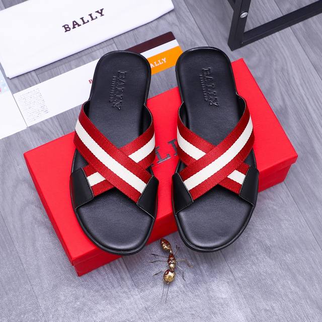 商品商标：BALLY 巴莉 交叉拖鞋正码码数: 38-45商品材料：鞋面牛皮配织带材料原版大底