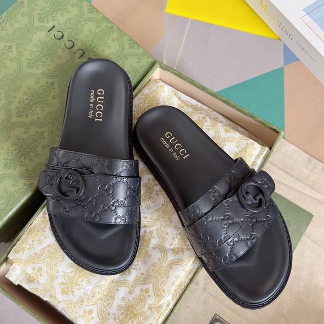 G家 P: Size:38-45 2024Gucci 古奇 夏季新款 双G 老花 夹脚 一字拖 交叉凉鞋 厚底 拖鞋 沙滩鞋原版购入开发 做货 G家2024夏季