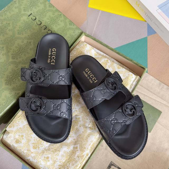 G家 P: Size:38-45 2024Gucci 古奇 夏季新款 双G 老花 夹脚 一字拖 交叉凉鞋 厚底 拖鞋 沙滩鞋原版购入开发 做货 G家2024夏季